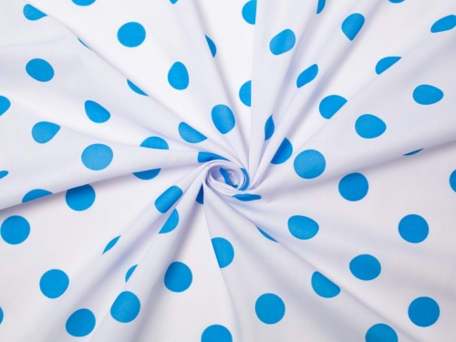 Minerva Core Range Printed Polycotton Fabric White & Turquoise