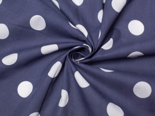 Minerva Core Range Printed Polycotton Fabric Navy Blue & White