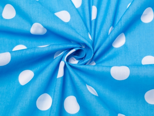 Minerva Core Range Printed Polycotton Fabric Turquoise & White