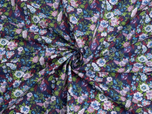 Printed Polycotton Fabric Navy Blue