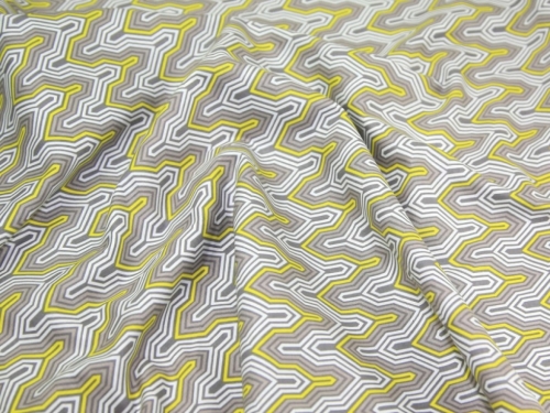 Camelot Fabrics 100% Cotton Poplin Fabric Yellow & Grey