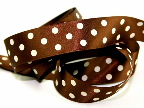 Berisfords Polka Dot Ribbon (Value Roll) 25 Brown