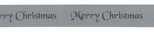 Berisfords Merry Christmas Ribbon (Value Roll) 12 Silver/Silver