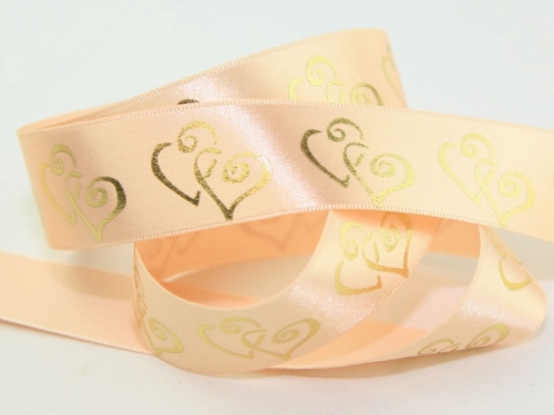 Berisfords Duet Hearts Ribbon 5 Peach/Gold