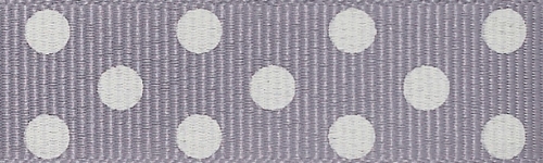 Berisfords Spotty Grosgrain Ribbon 10 Grey/Ivory