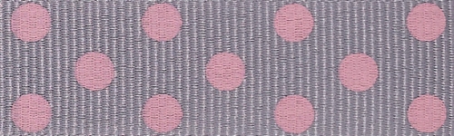 Berisfords Spotty Grosgrain Ribbon 13 Grey/Pink
