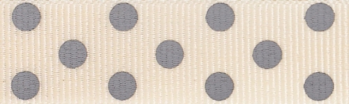Berisfords Spotty Grosgrain Ribbon 3 Natural/Grey