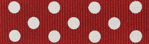Berisfords Spotty Grosgrain Ribbon 8 Red/Ivory