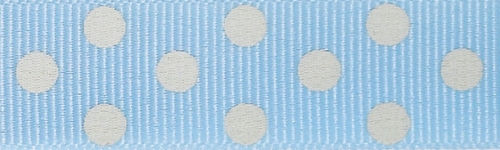 Berisfords Spotty Grosgrain Ribbon 9 Sky/Ivory