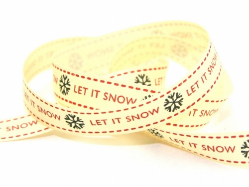 Berisfords Let It Snow Christmas Ribbon 1 Red/Black