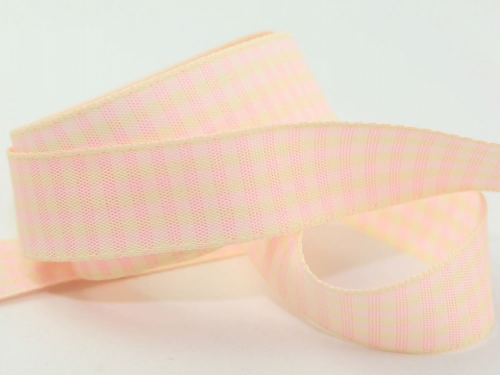 Berisfords Rustic Gingham Ribbon 2 Pink
