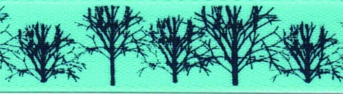 Berisfords Trees Ribbon 5 Aqua