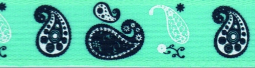 Berisfords Paisley Ribbon 3 Aqua
