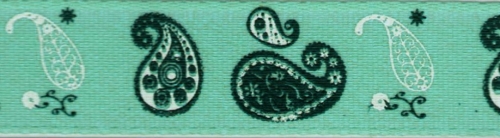 Berisfords Paisley Ribbon 5 Duck Egg