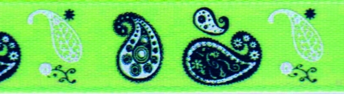 Berisfords Paisley Ribbon 6 Kiwi