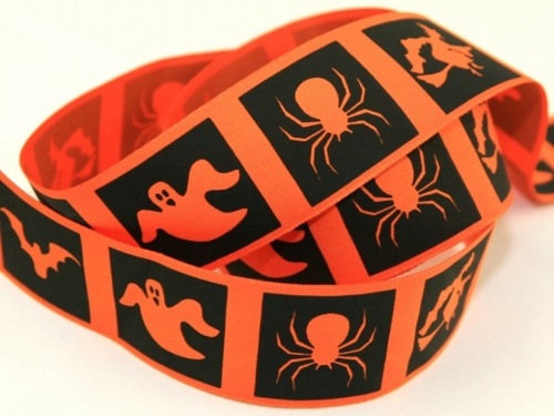 Berisfords Halloween Spooky Ribbon 1 Orange/Black