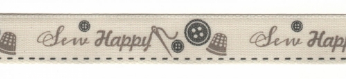 Berisfords Sew Happy Ribbon 1 Charcoal