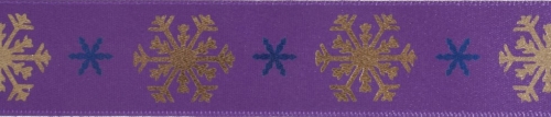 Berisfords Snowflake Christmas Ribbon Purple