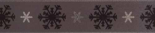Berisfords Snowflake Christmas Ribbon Smoked Grey