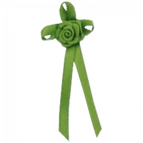 Berisfords Long Ribbon Rose Centred Bows 548 Kiwi