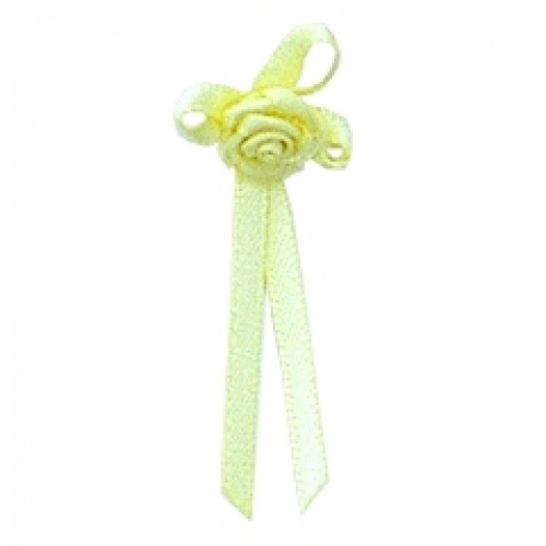 Berisfords Long Ribbon Rose Centred Bows 617 Baby Maize