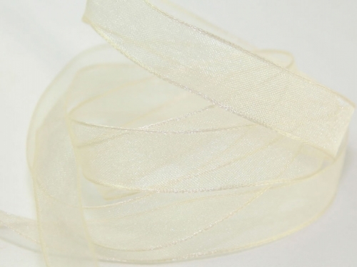 Berisfords Wired Sheer Organza Ribbon 419 Bridal White