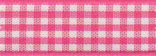 Berisfords Gingham Ribbon (Value Roll) 72 Shocking Pink