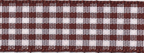 Berisfords Gingham Ribbon (Value Roll) 25 Brown