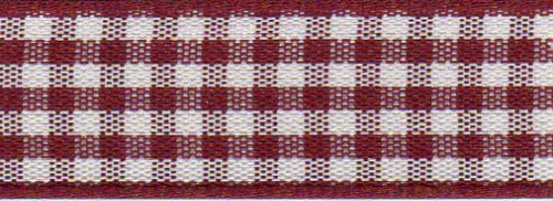 Berisfords Gingham Ribbon (Value Roll) 405 Burgundy