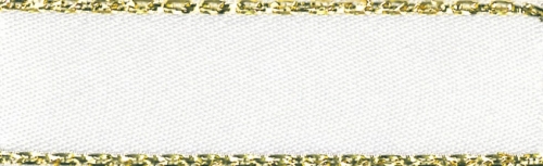 Berisfords Gold Edge Satin Ribbon (Value Roll) 1 White