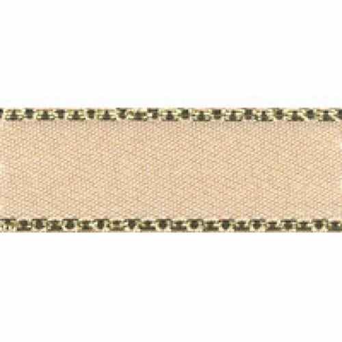 Berisfords Gold Edge Satin Ribbon (Value Roll) 50 Cream