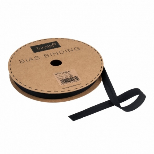 Essential Trimmings Polycotton Bias Binding Tape Black