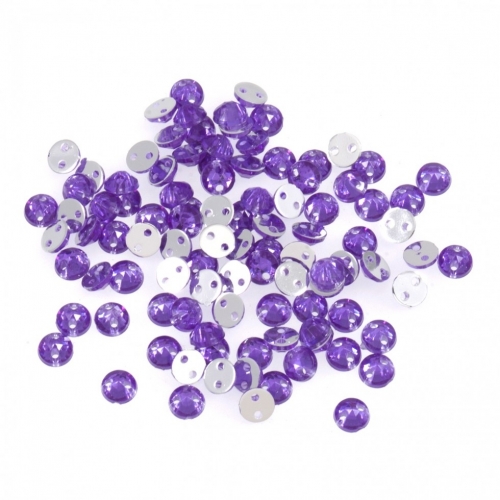 Sew On Round Diamante Bling Purple