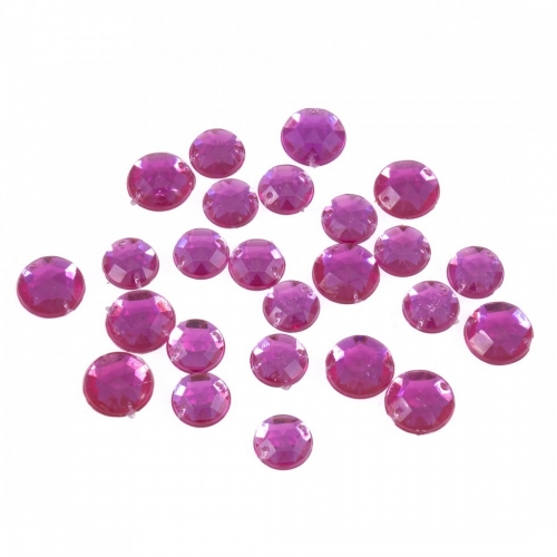 Sew On Round Diamante Bling Fuchsia