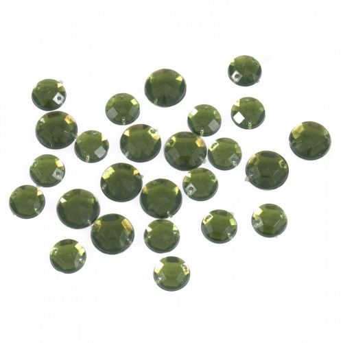 Sew On Round Diamante Bling Green