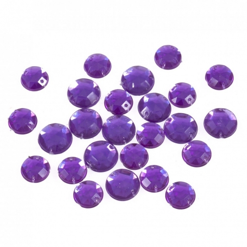 Sew On Round Diamante Bling Purple