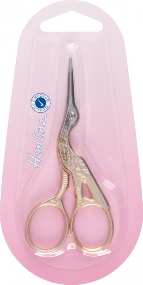 Hemline Stork Embroidery Scissors Gold