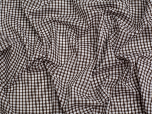 Minerva Core Range 1/8 inch Check Gingham Fabric Brown