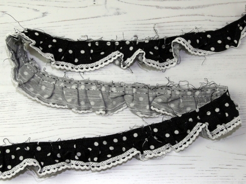 Stephanoise Frilled Spotty Denim Trim Black