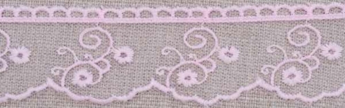 Embroidered Lace Trim Pink