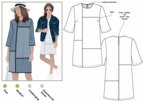 Style Arc Paper Sewing Pattern Jema Panel Shift Dress