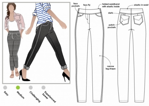 Style Arc Paper Sewing Pattern Georgie Stretch Woven Jeans