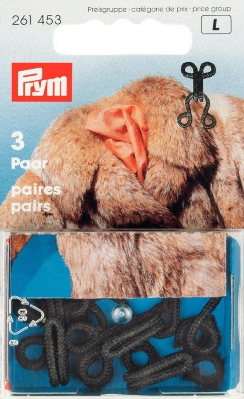 Prym Fur Coat Hooks Black