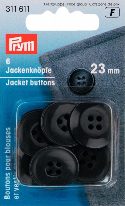 Prym Round Jacket Buttons Dark Grey