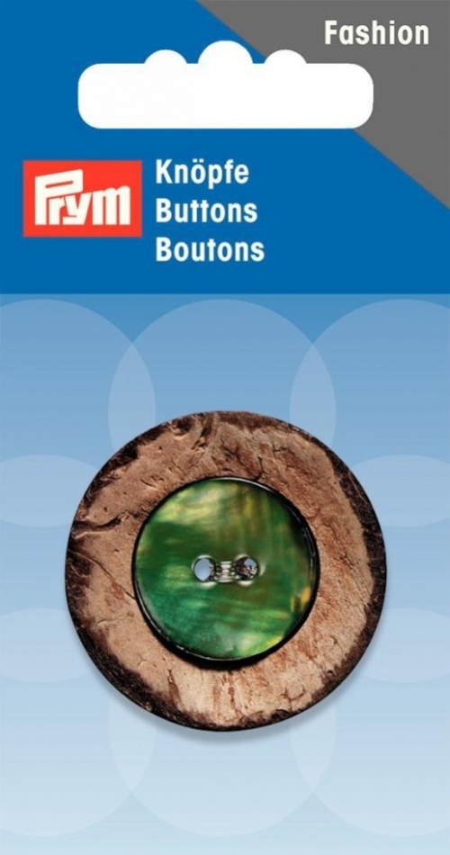 Prym Double Layered Round Buttons Beige & Green