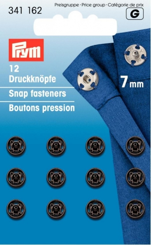 Prym Sew On Metal Snap Fasteners Black