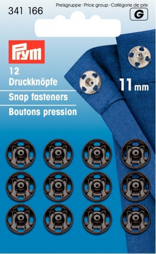 Prym Sew On Metal Snap Fasteners Black