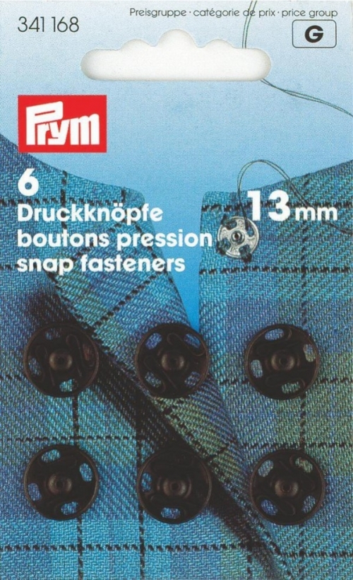 Prym Sew On Metal Snap Fasteners Black