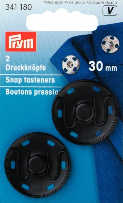 Prym Sew On Metal Snap Fasteners Black