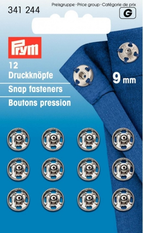 Prym Sew On Metal Snap Fasteners Silver
